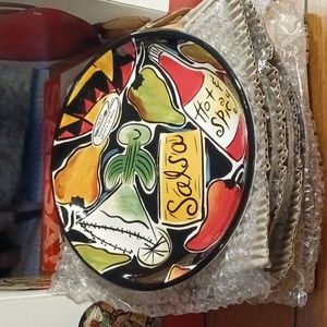 CLAY ART "Salsa" salad/dessert plates, 2 sets of 4 plates.